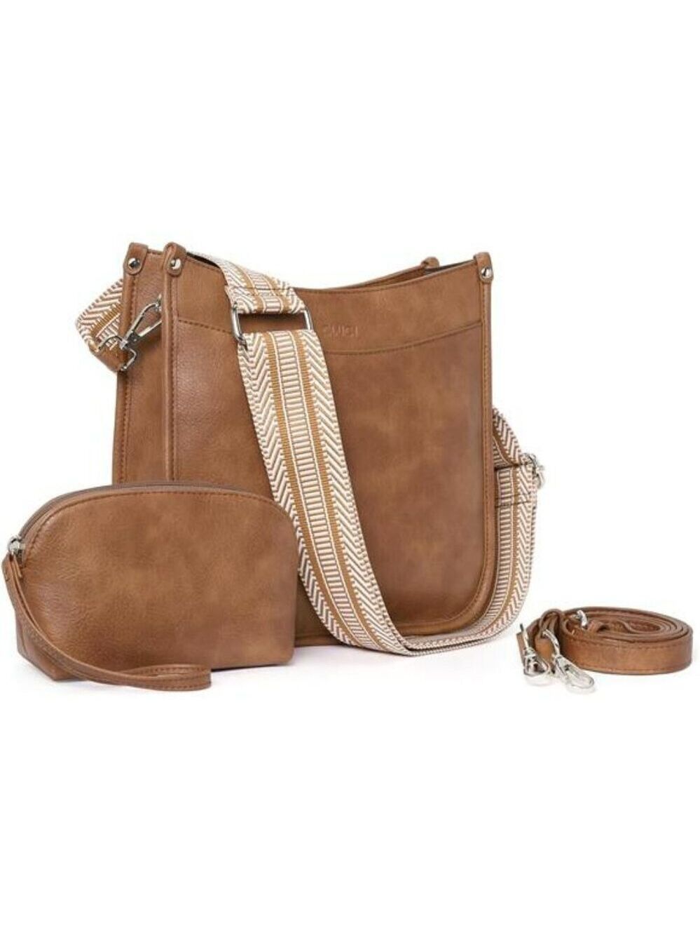 Vegan Leather Crossbody Bag Set Hobo Purse with Adjustable Guitar Strap